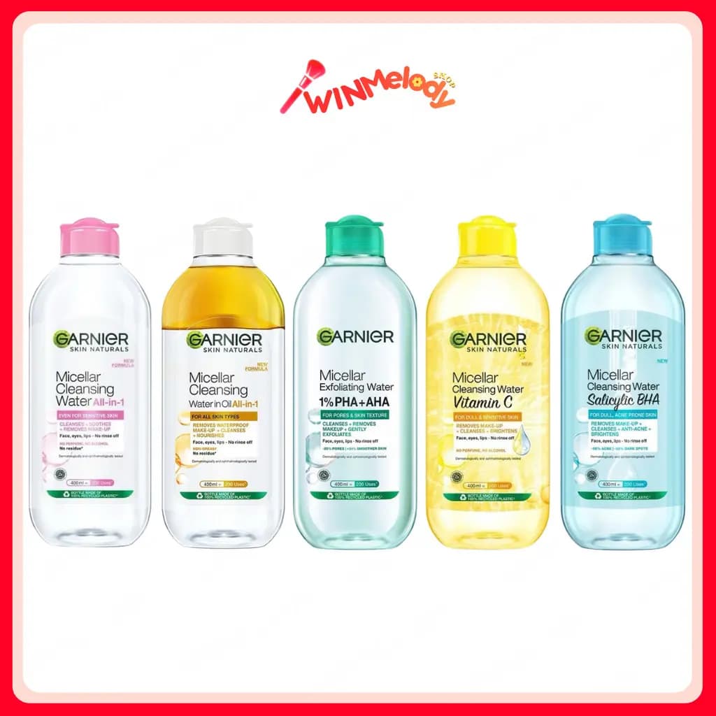 Garnier Micellar Cleansing Water 125ml, 400ml การ์นิเย่ ล้างเครื่องสำอาง คลีนซิ่ง ไมเซล่า 5 สูตร