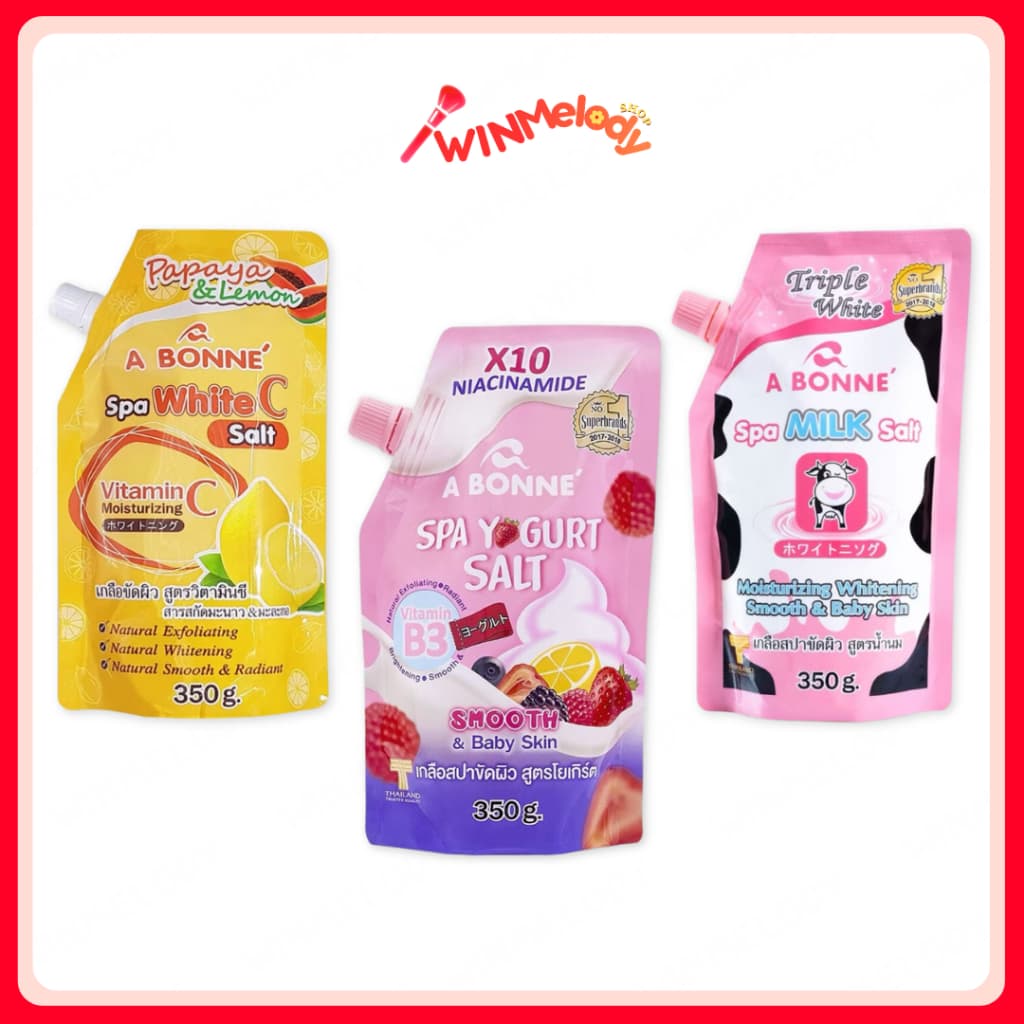เกลือขัดผิว เกลือสปา สครับผิวกาย เอ บอนเน่ สปา ซอลท์ A bonne Spa Yogurt/ Milk/ White C Salt 350g.