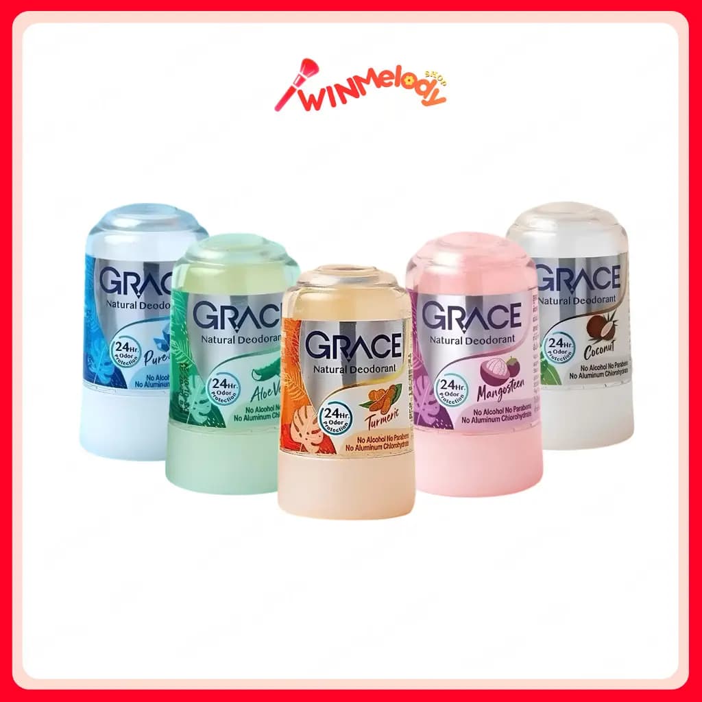 Grace Crystal deoderant สารส้มระงับกลิ่นกาย เกรซ ทารักแร้ โรลออนสารส้ม ดับกลิ่นเต่า 70 กรัม
