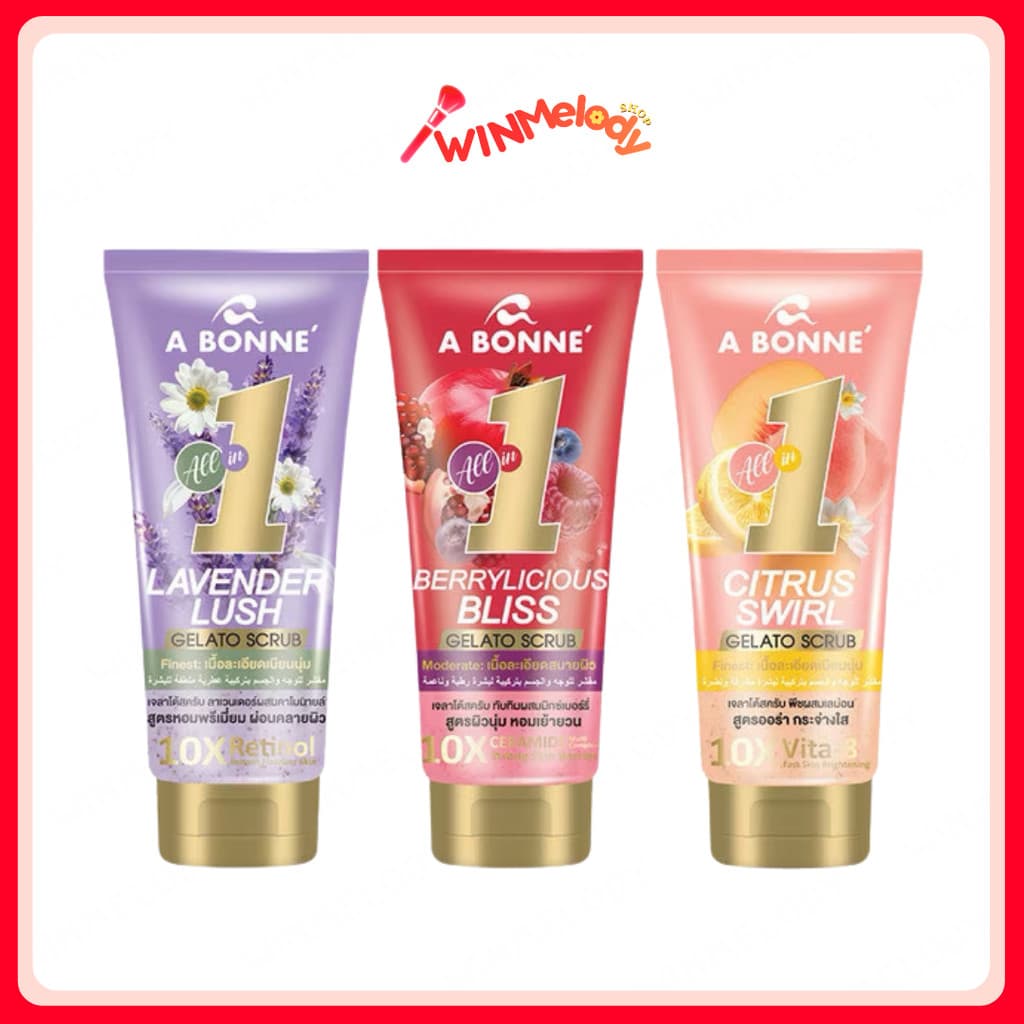 Abonne Rose Dream Gelato Scrub 300g เอ บอนเน่ เจลาโต้สครับ กุหลาบผสมซากุระ สูตรอัพผิวฉ่ำโกลว์.